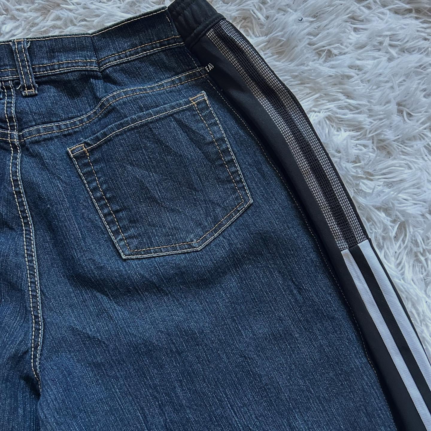 Wide-leg patchwork high jeans