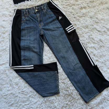 [Copy][Copy][Copy][Copy][Copy][Copy][Copy][Copy][Copy][Copy][Copy][Copy]Wide-leg patchwork high jeans