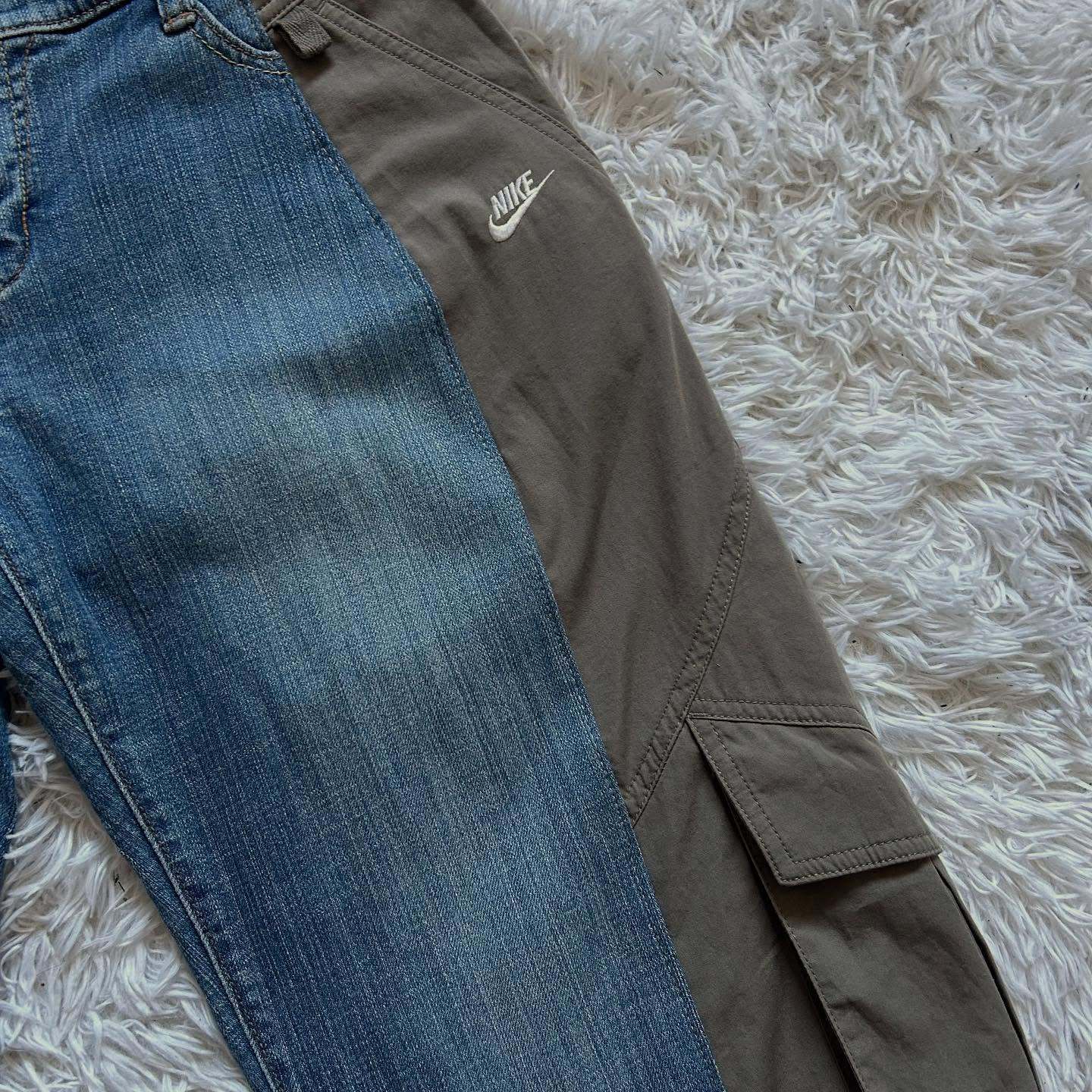 Wide-leg patchwork high jeans