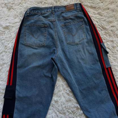 [Copy][Copy][Copy][Copy][Copy][Copy][Copy][Copy][Copy][Copy][Copy][Copy][Copy]Wide-leg patchwork high jeans