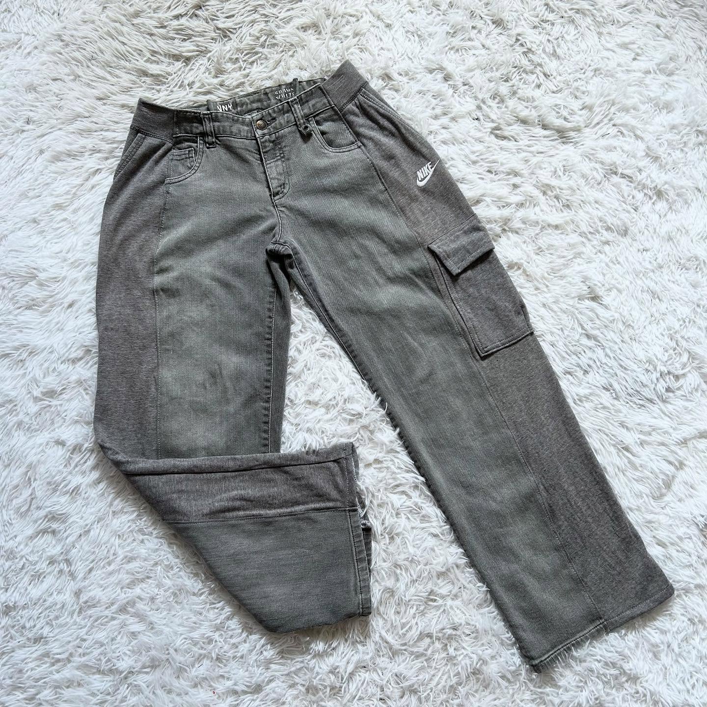 Wide-leg patchwork high jeans