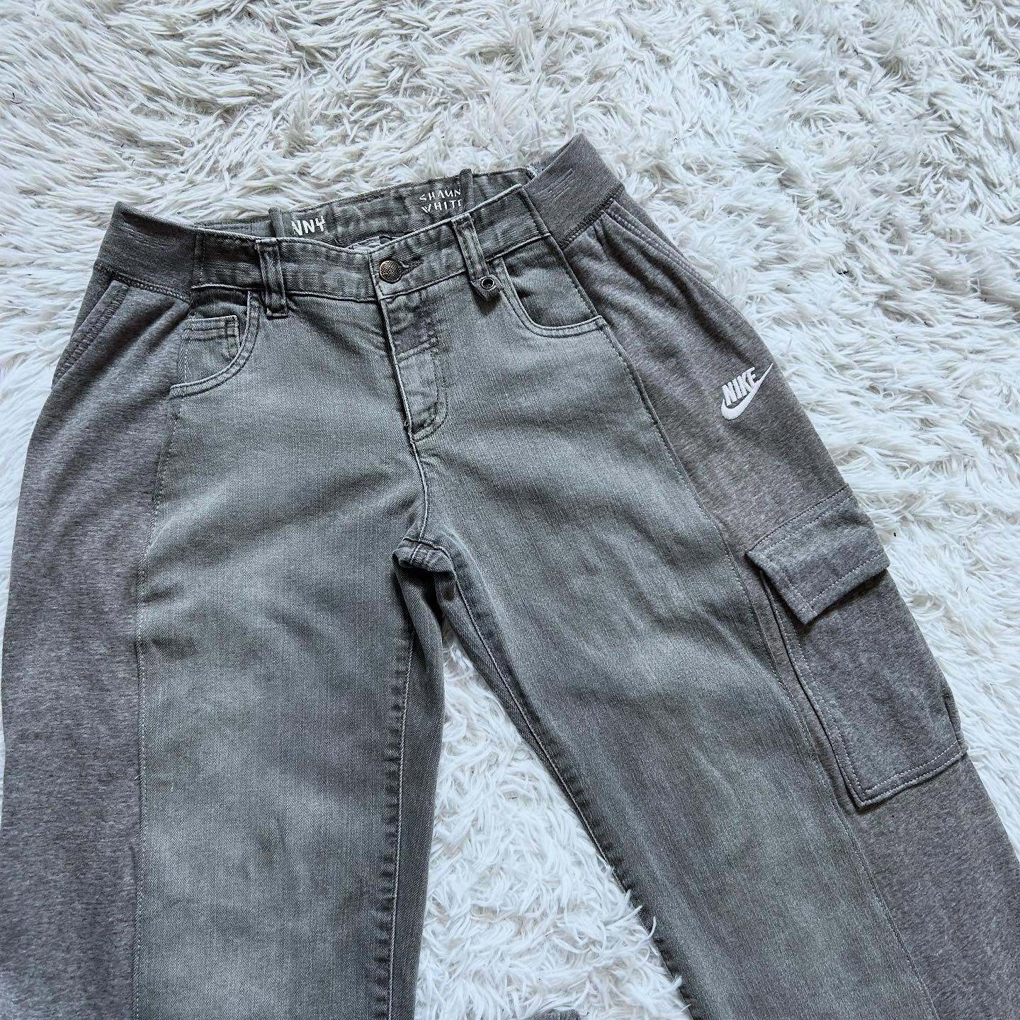 Wide-leg patchwork high jeans