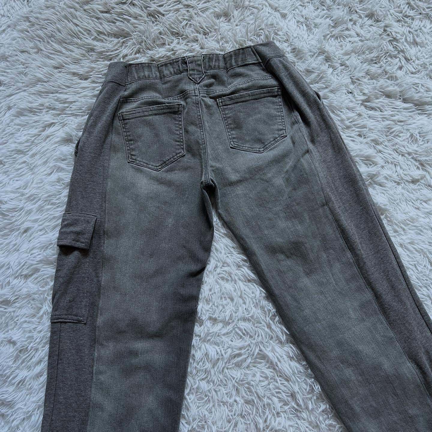 Wide-leg patchwork high jeans