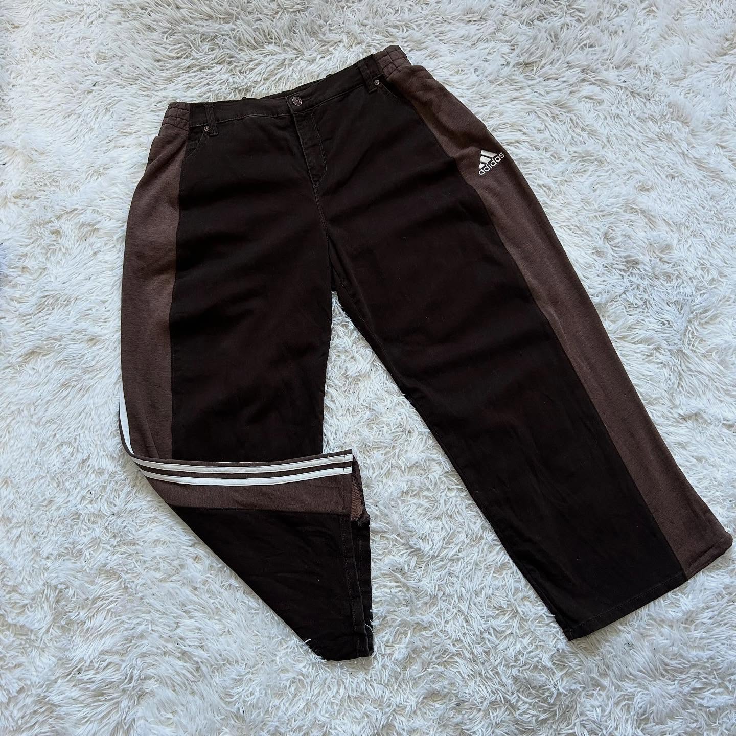 Wide-leg patchwork high jeans