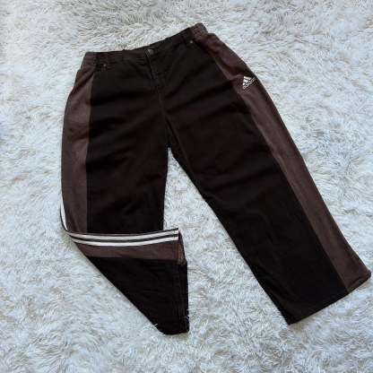 Wide-leg patchwork high jeans