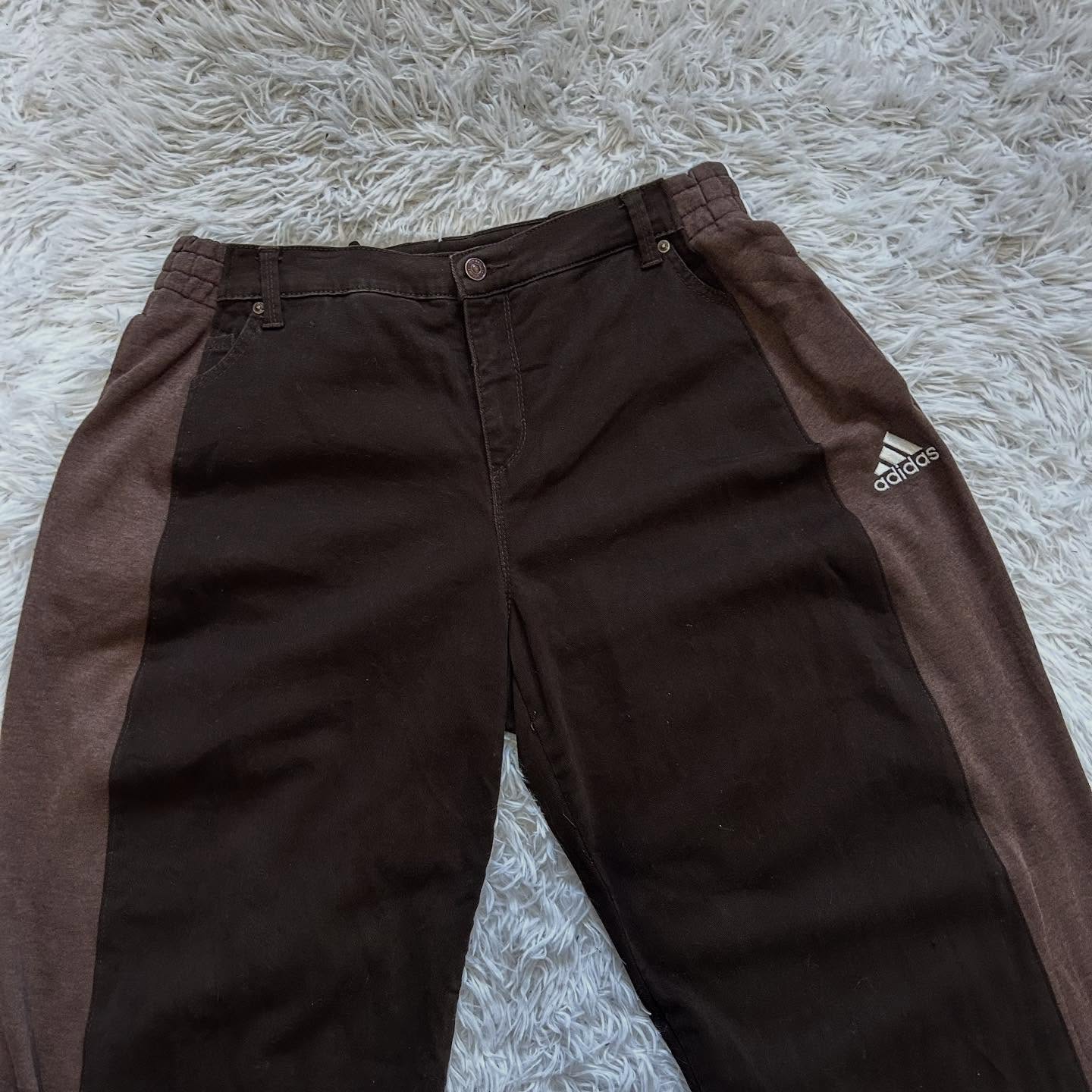 Wide-leg patchwork high jeans