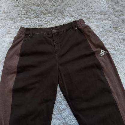 Wide-leg patchwork high jeans