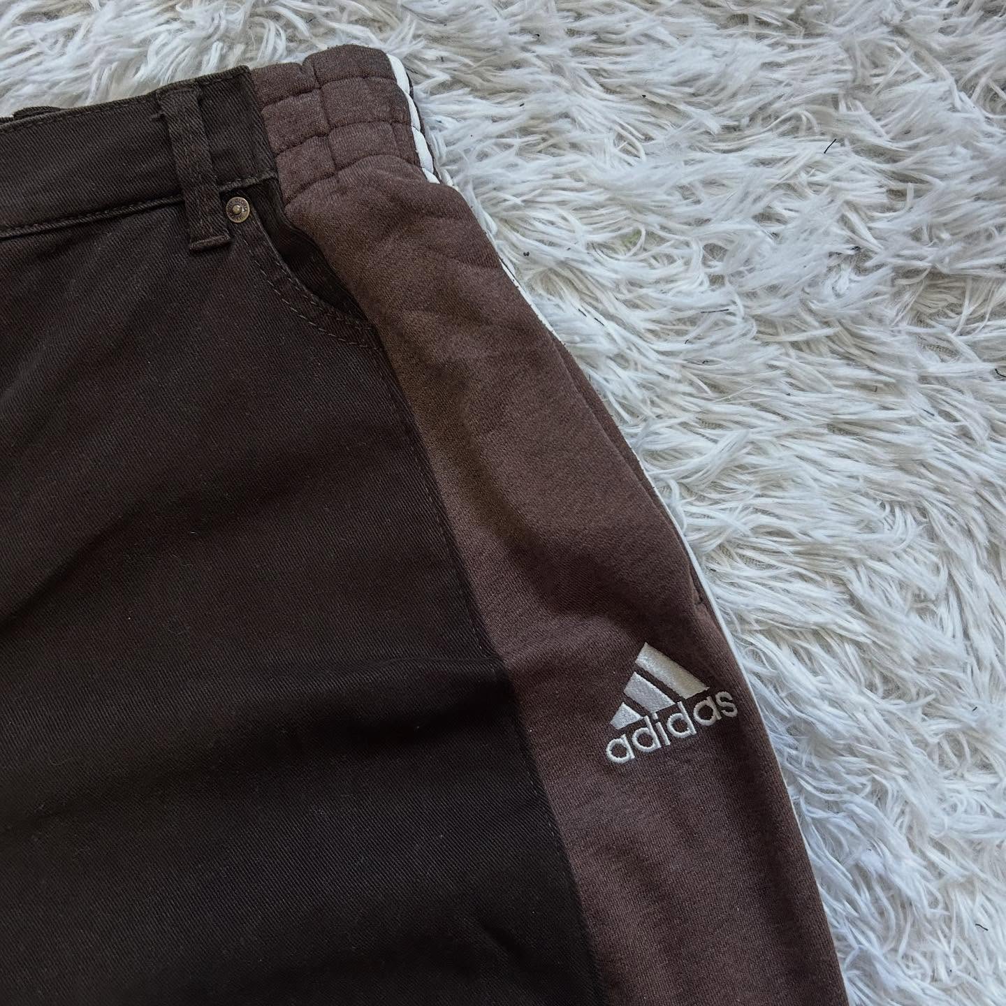 Wide-leg patchwork high jeans