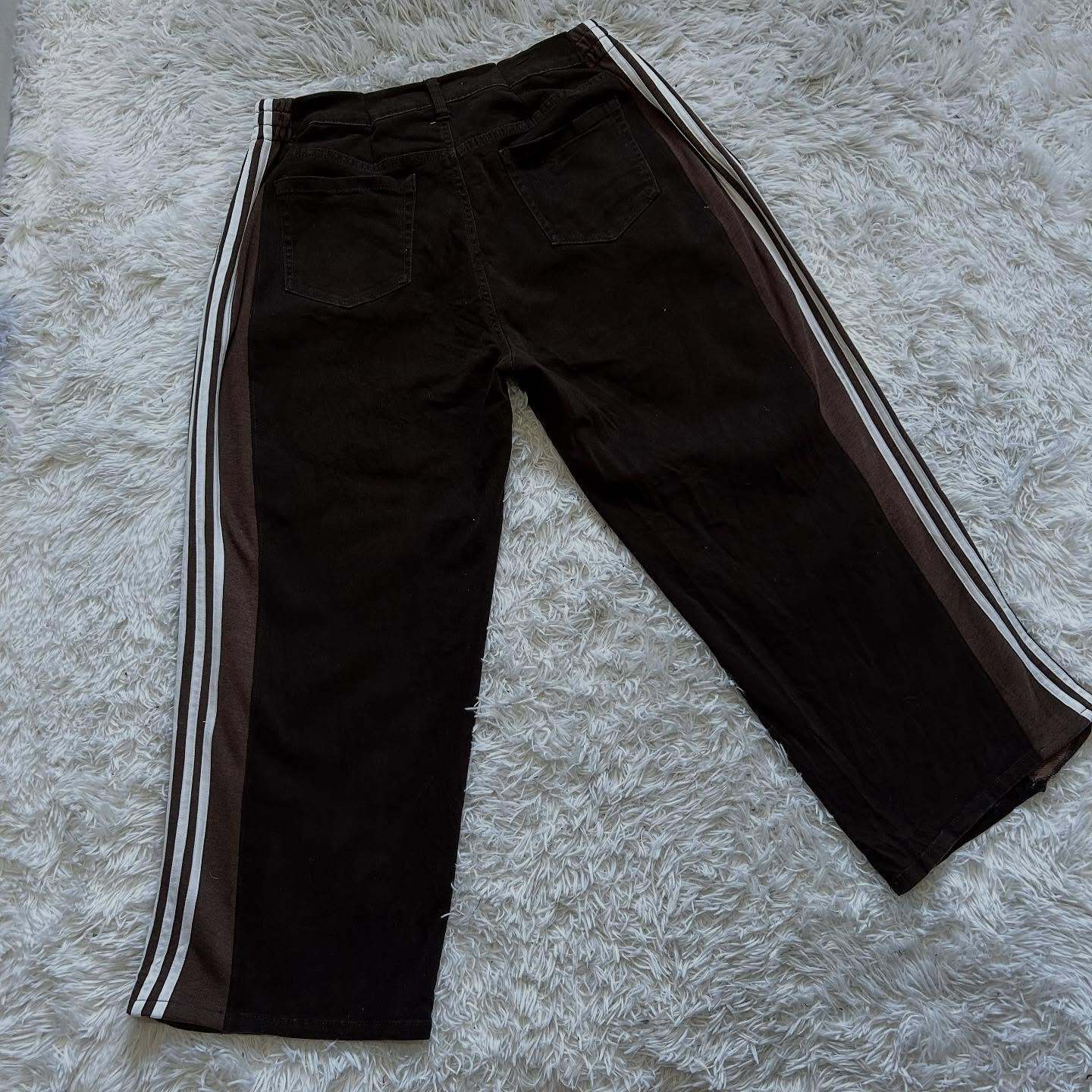 Wide-leg patchwork high jeans