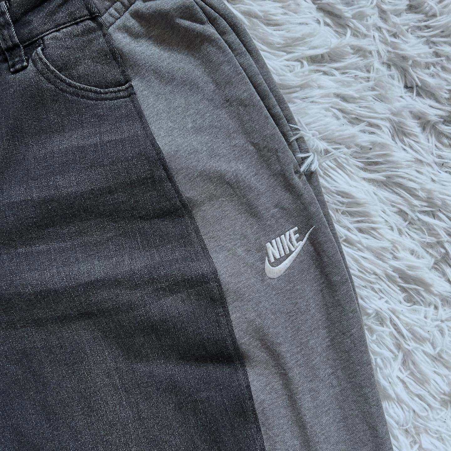 Wide-leg patchwork high jeans