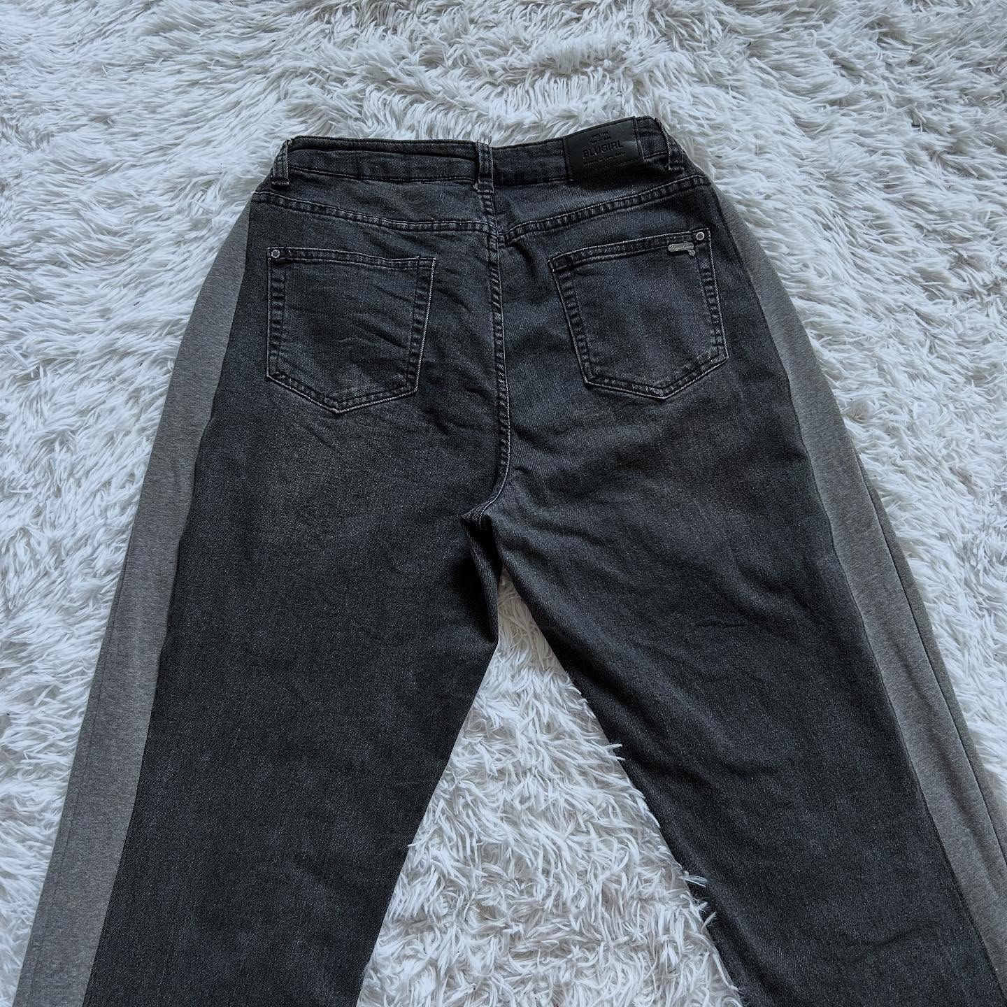 Wide-leg patchwork high jeans