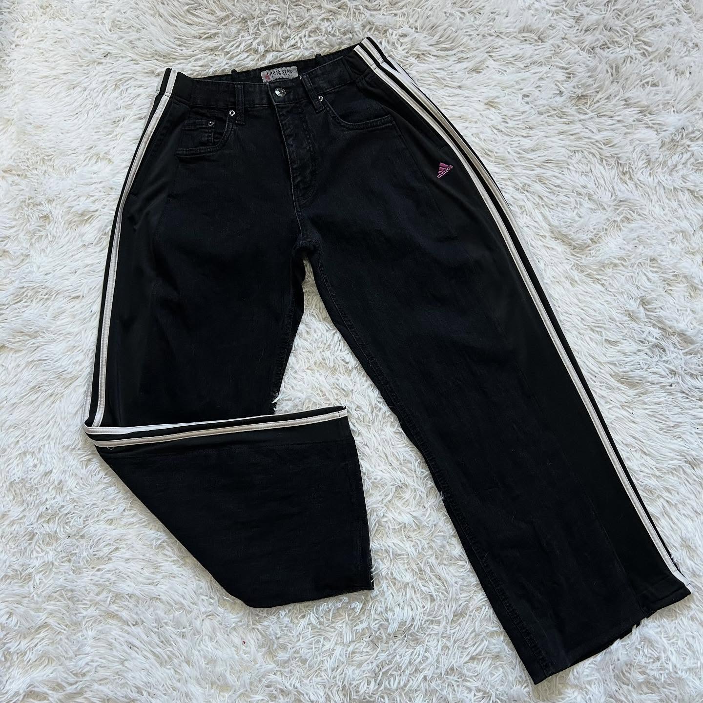 Wide-leg patchwork high jeans