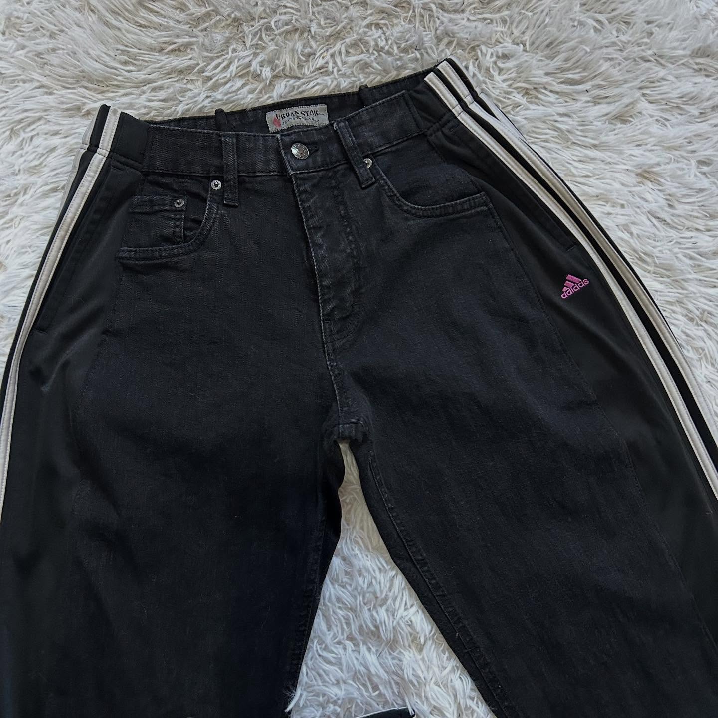 Wide-leg patchwork high jeans