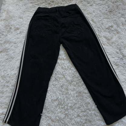 Wide-leg patchwork high jeans