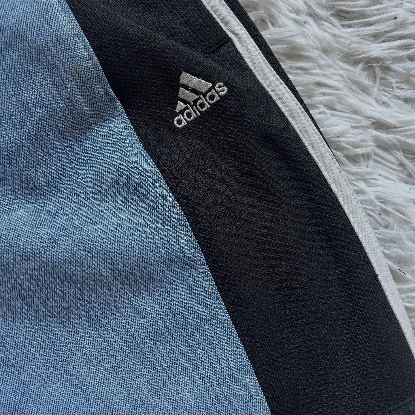 Wide-leg patchwork high jeans