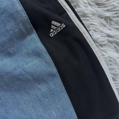 Wide-leg patchwork high jeans