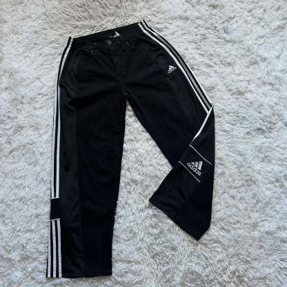 Wide-leg patchwork high jeans