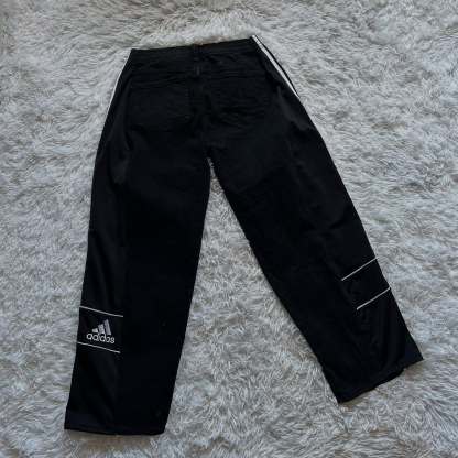 Wide-leg patchwork high jeans