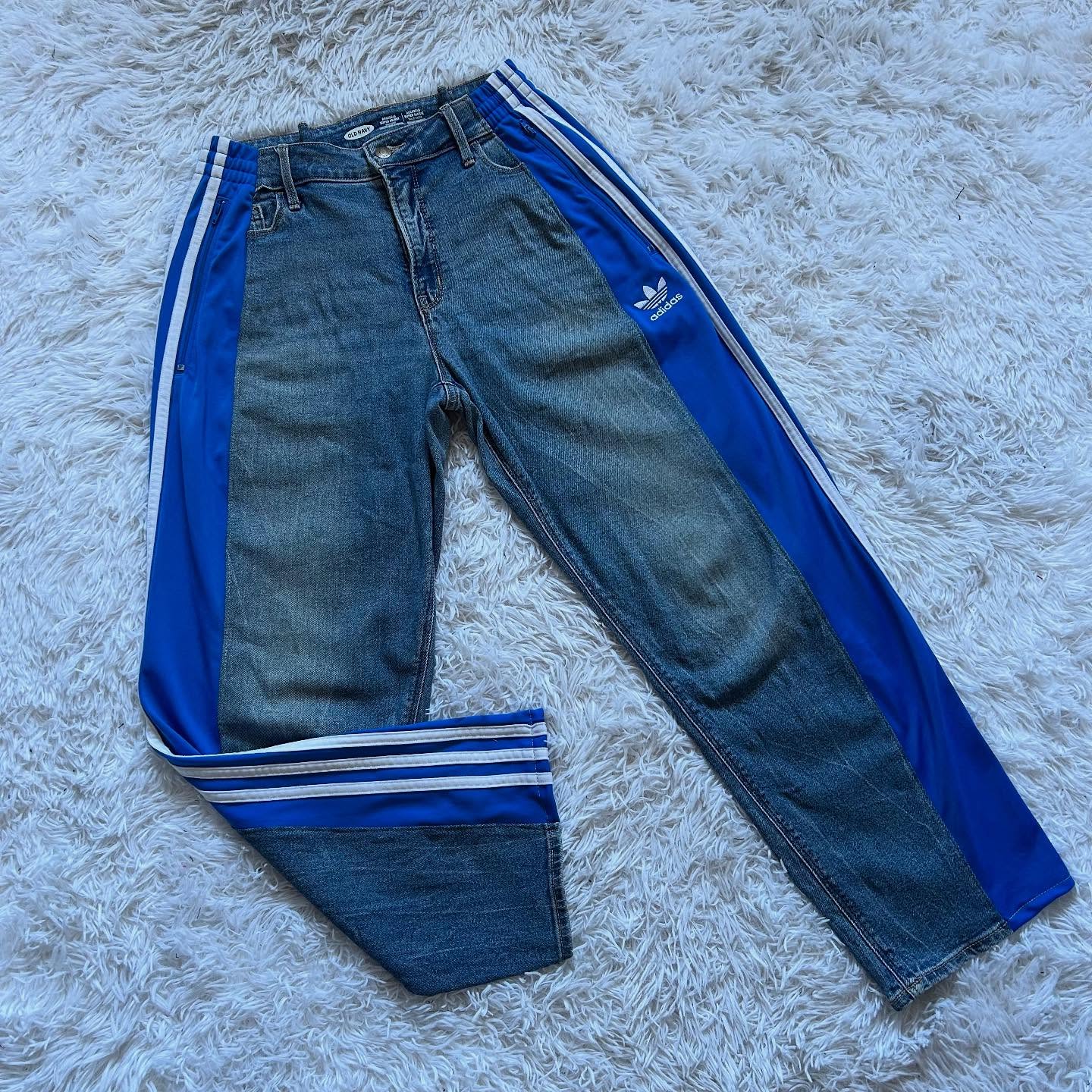 Wide-leg patchwork high jeans