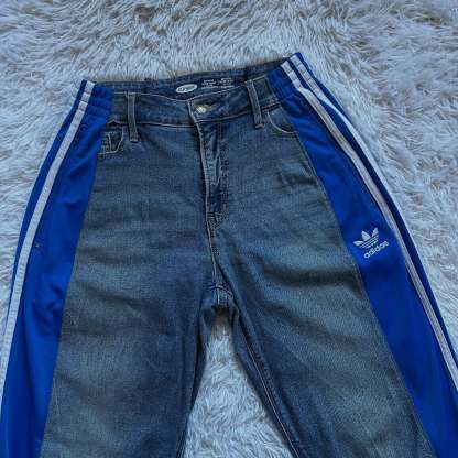 Wide-leg patchwork high jeans