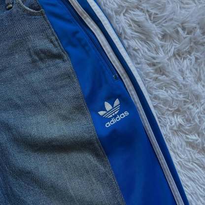 Wide-leg patchwork high jeans