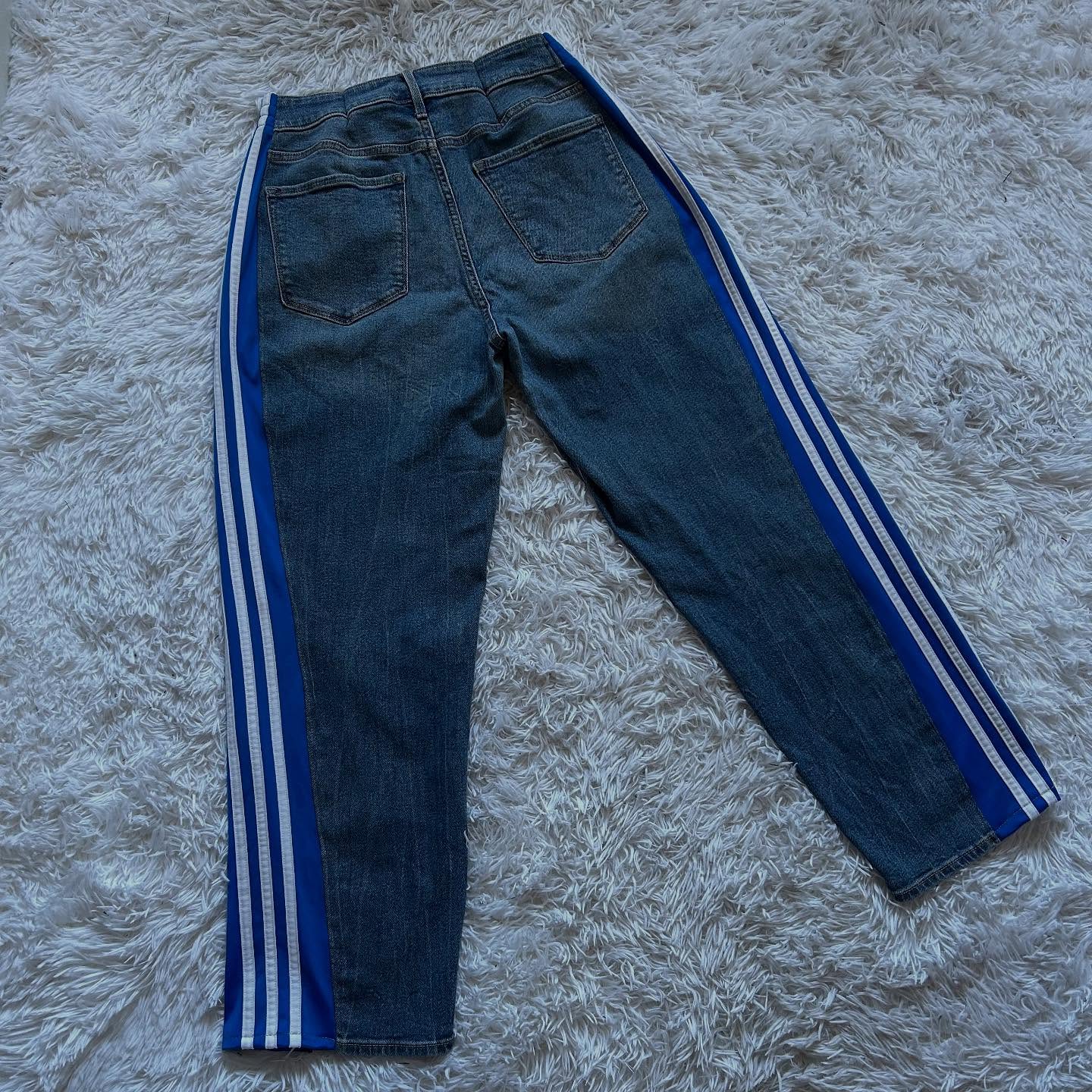 Wide-leg patchwork high jeans