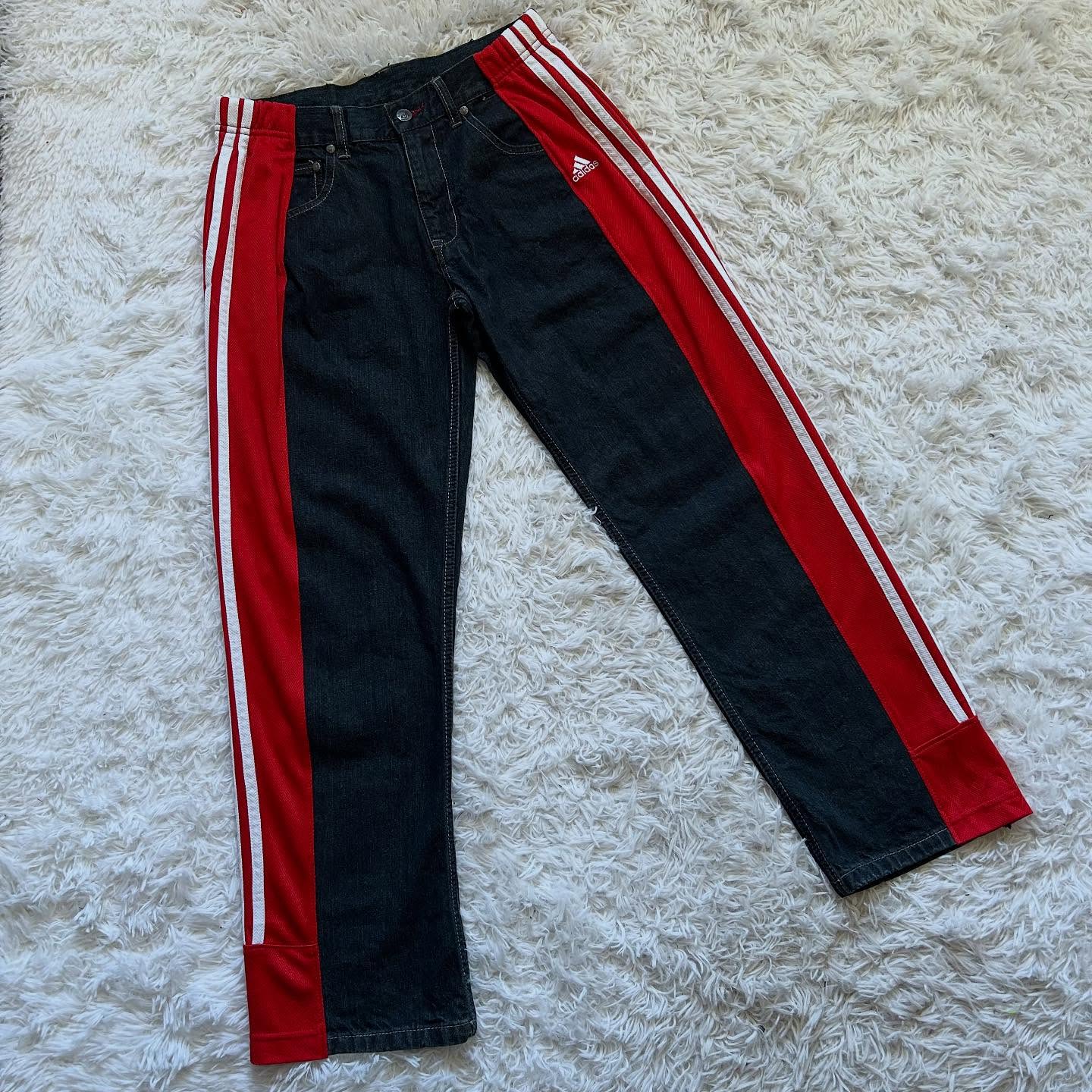 Wide-leg patchwork high jeans