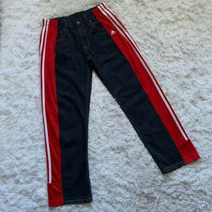 Wide-leg patchwork high jeans