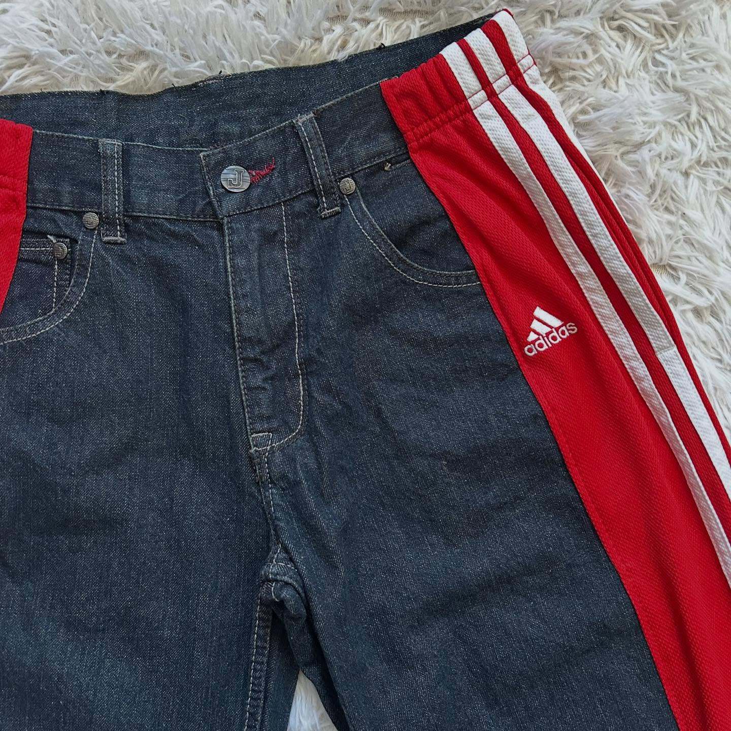 Wide-leg patchwork high jeans