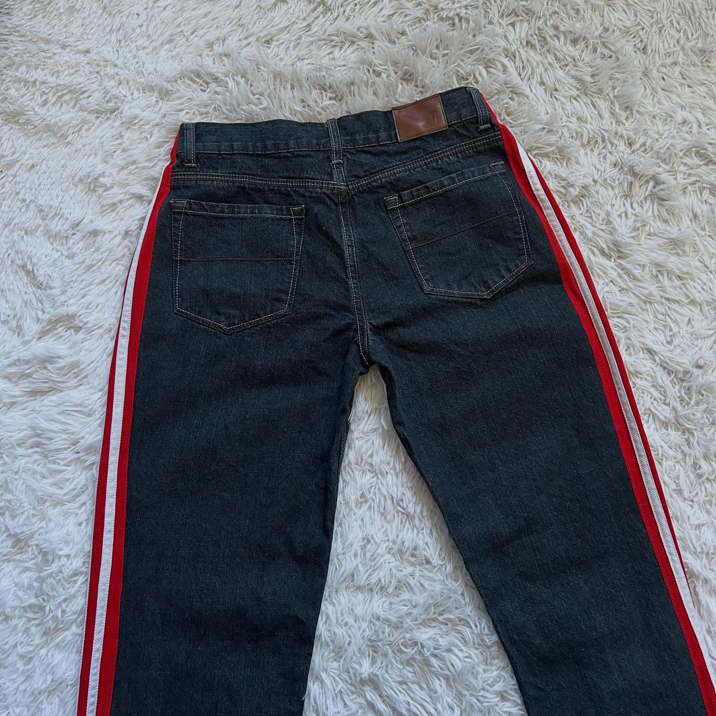 Wide-leg patchwork high jeans