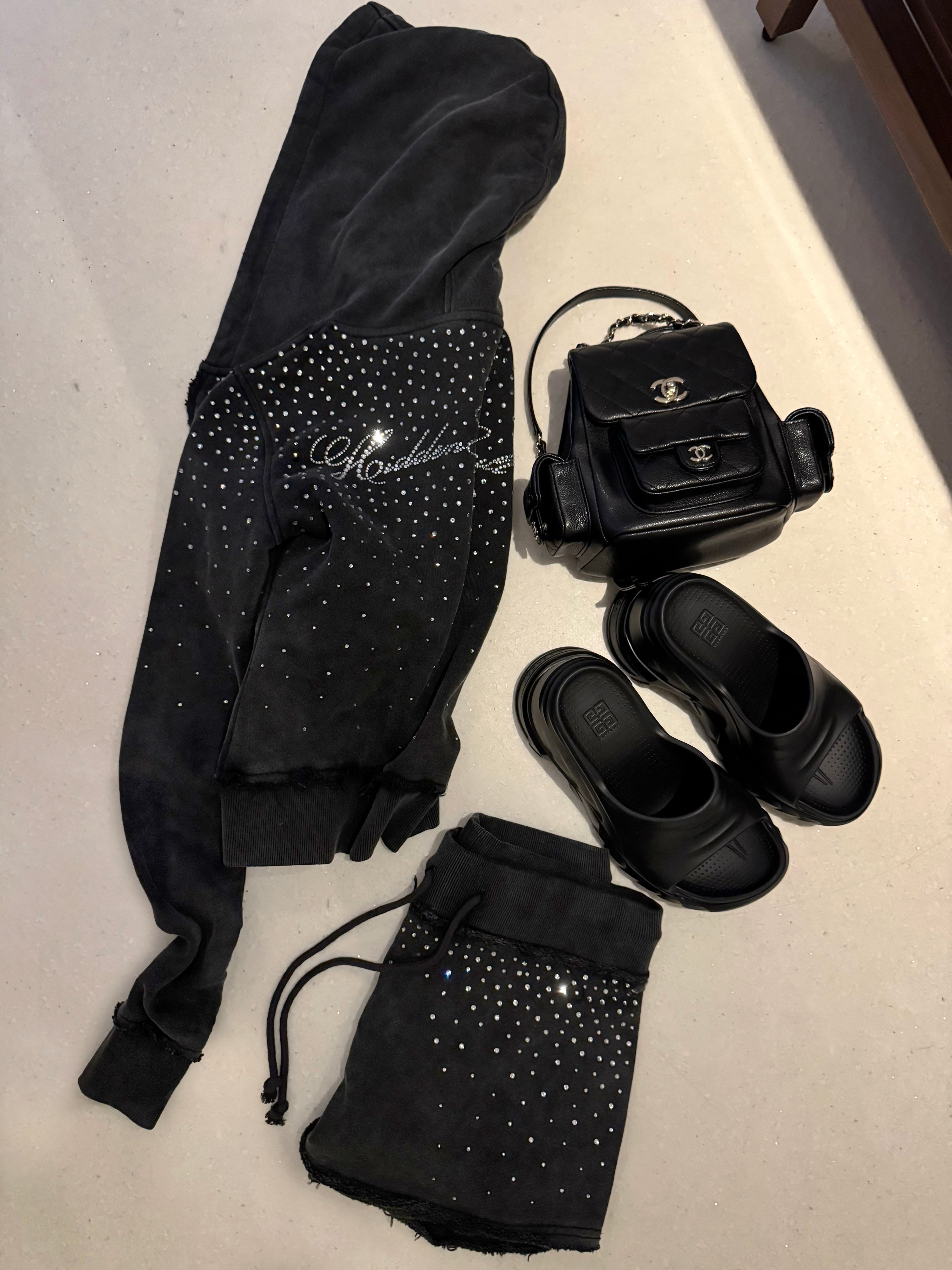 Rhinestone Black Wash Mini Skirt