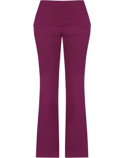 Plum Soft Knit Foldover Pants
