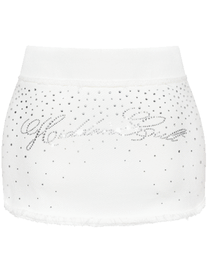Rhinestone White Mini Skirt