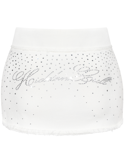 Rhinestone White Mini Skirt