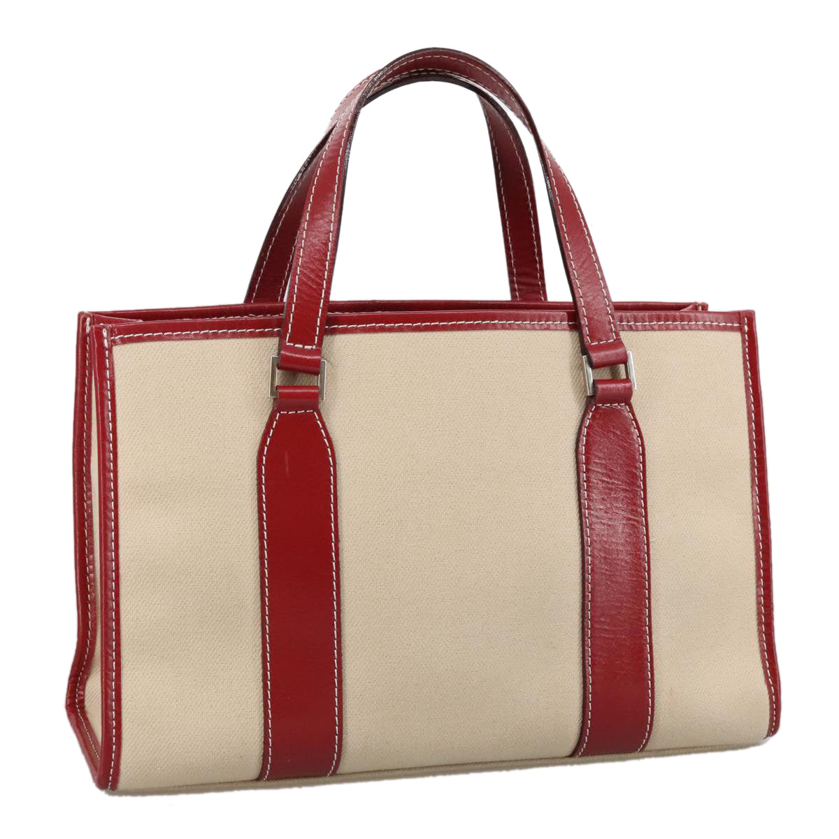 BURBERRY Blue Label Hand Bag Canvas Beige Silver  103041