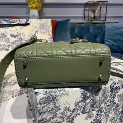 DI Small Lady Bag Ultramatte Cannage Olive Green For Women 8in/20cm CD