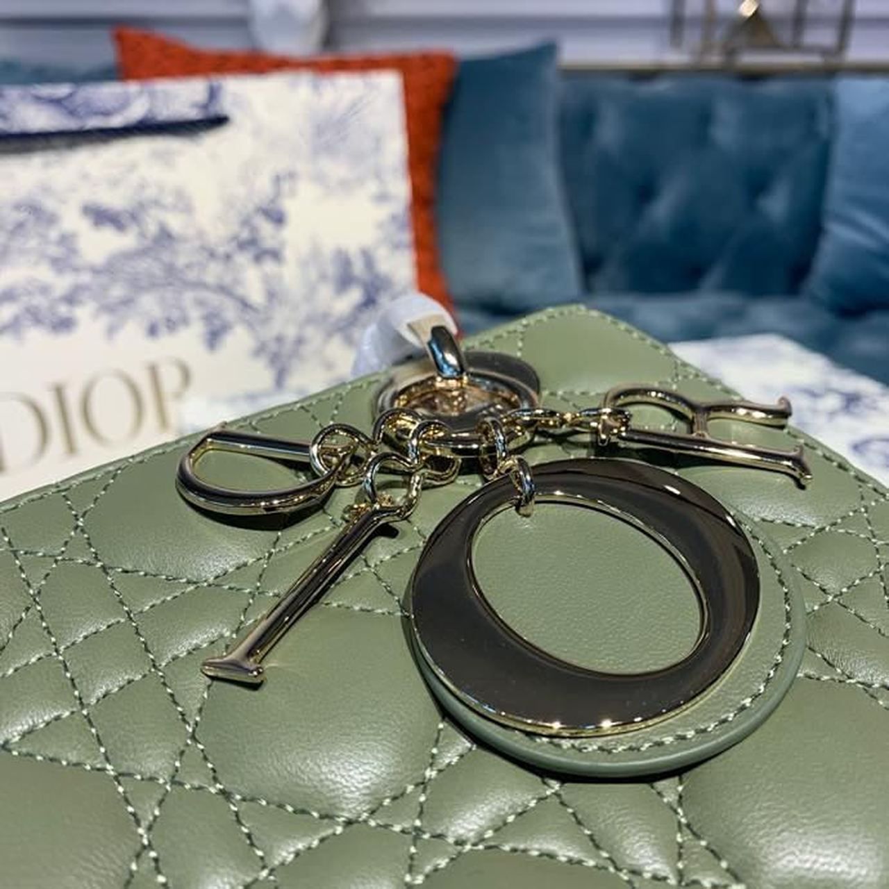 DI Small Lady Bag Ultramatte Cannage Olive Green For Women 8in/20cm CD
