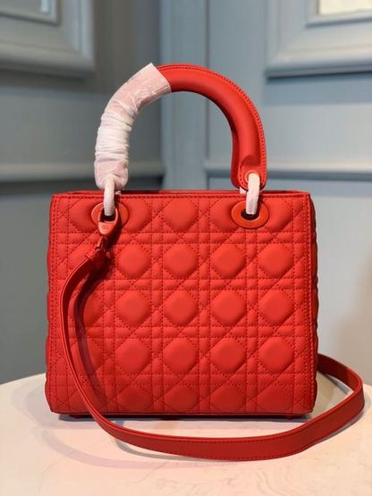 DI Medium Lady Bag Matte Hardware Red Ultramatte For Women 9.5in/24cm CD