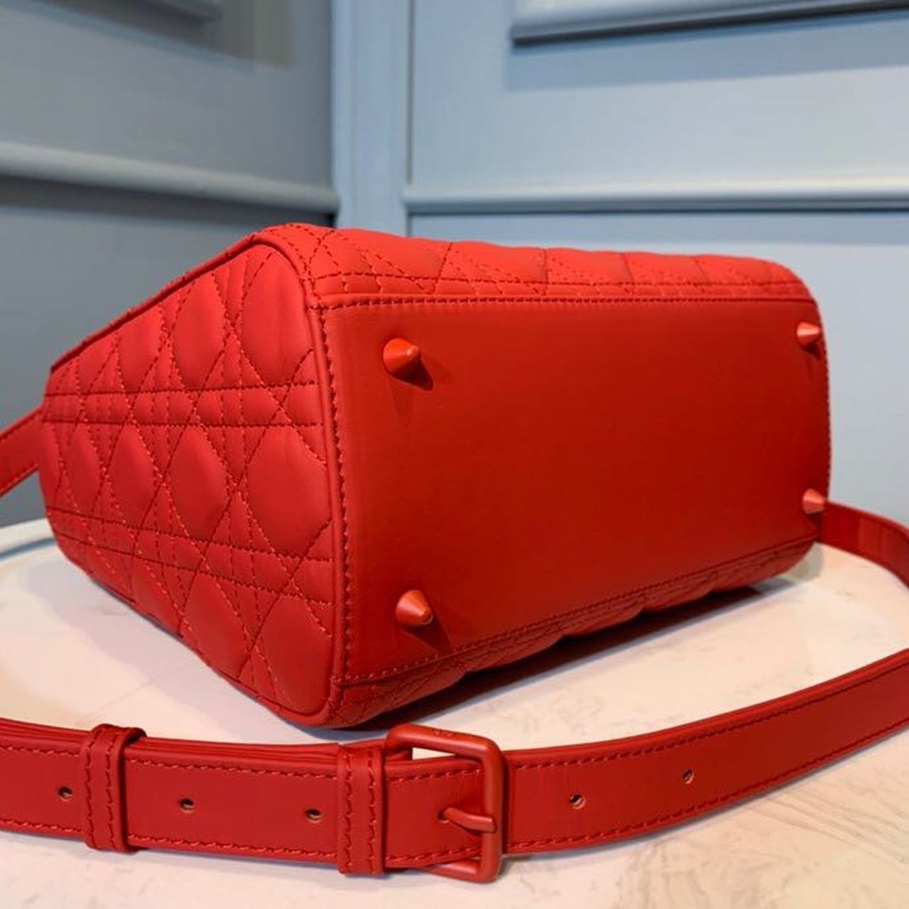 DI Medium Lady Bag Matte Hardware Red Ultramatte For Women 9.5in/24cm CD