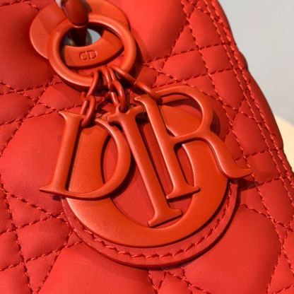 DI Medium Lady Bag Matte Hardware Red Ultramatte For Women 9.5in/24cm CD