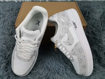 Nike Air Force 1 Low x Louis Vuitton Virgil Abloh &#8216;White Grey&#8217; For Men 