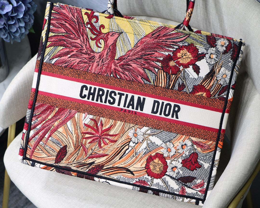 DI Large Book Tote Red Multicolor, For Women, Women’s Handbags 16.5in/42cm CD