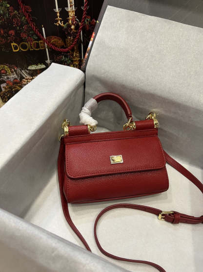 DG Small Sicily Bag In Dauphine Red For Women 7.5in/19cm DG