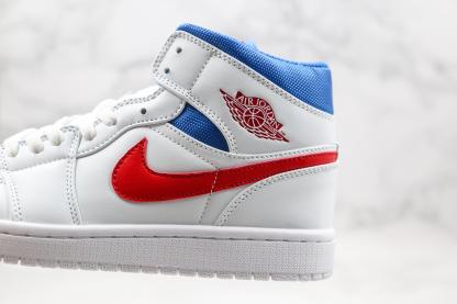 Designer Air Jordan 1 Mid White Blue Red BQ6472-164