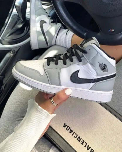 Designer Jordan 1 Mid “Light Smoke Grey” High Q ( Customs And Box ), Jordan 1 Sneakers FREE SHIPPING