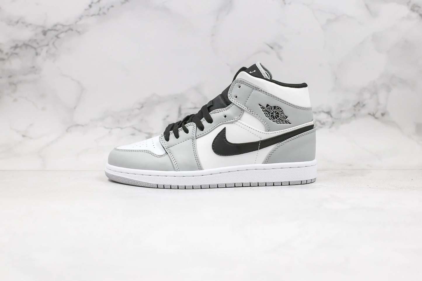 Designer Jordan 1 Mid “Light Smoke Grey” High Q ( Customs And Box ), Jordan 1 Sneakers FREE SHIPPING