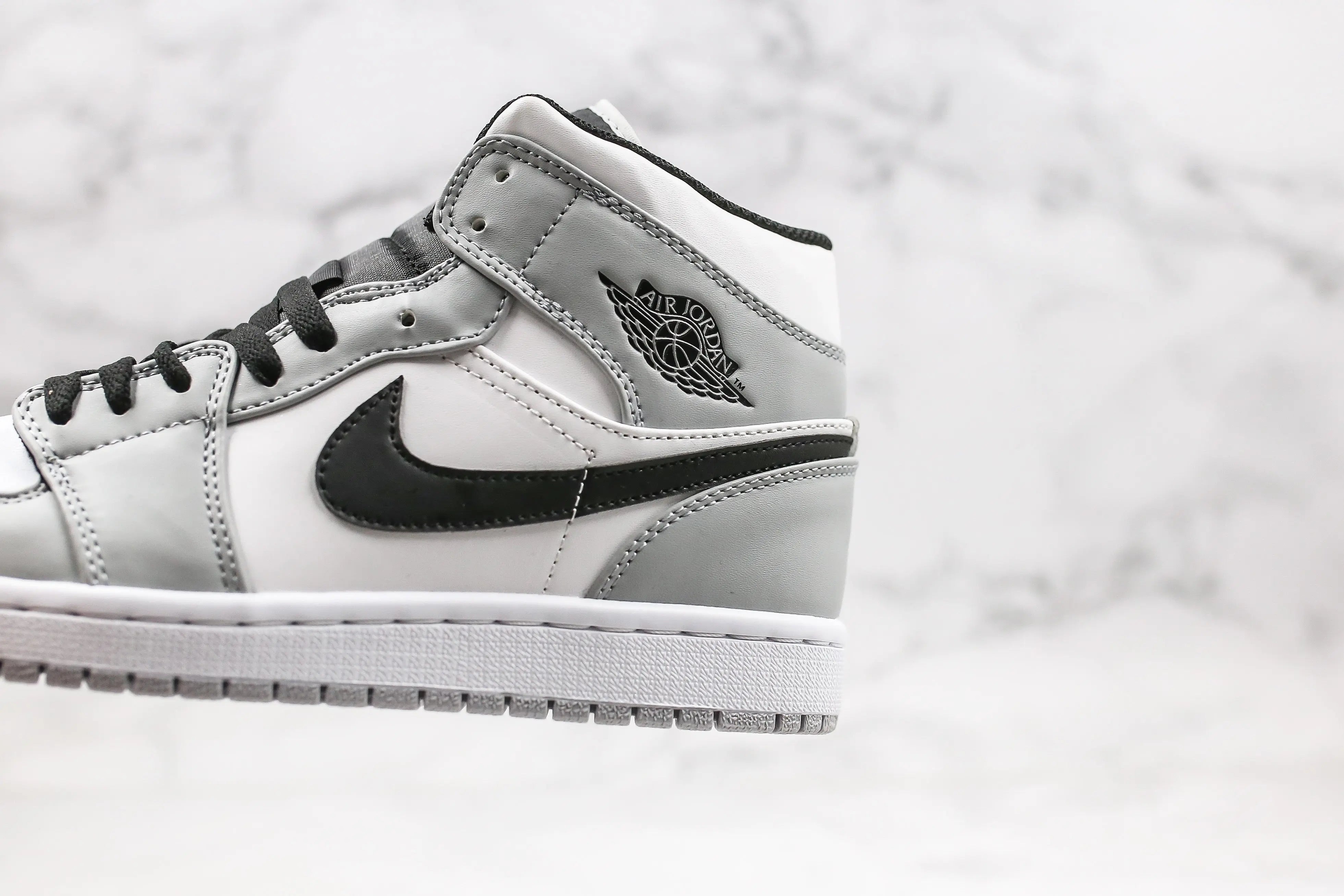 Designer Jordan 1 Mid “Light Smoke Grey” High Q ( Customs And Box ), Jordan 1 Sneakers FREE SHIPPING