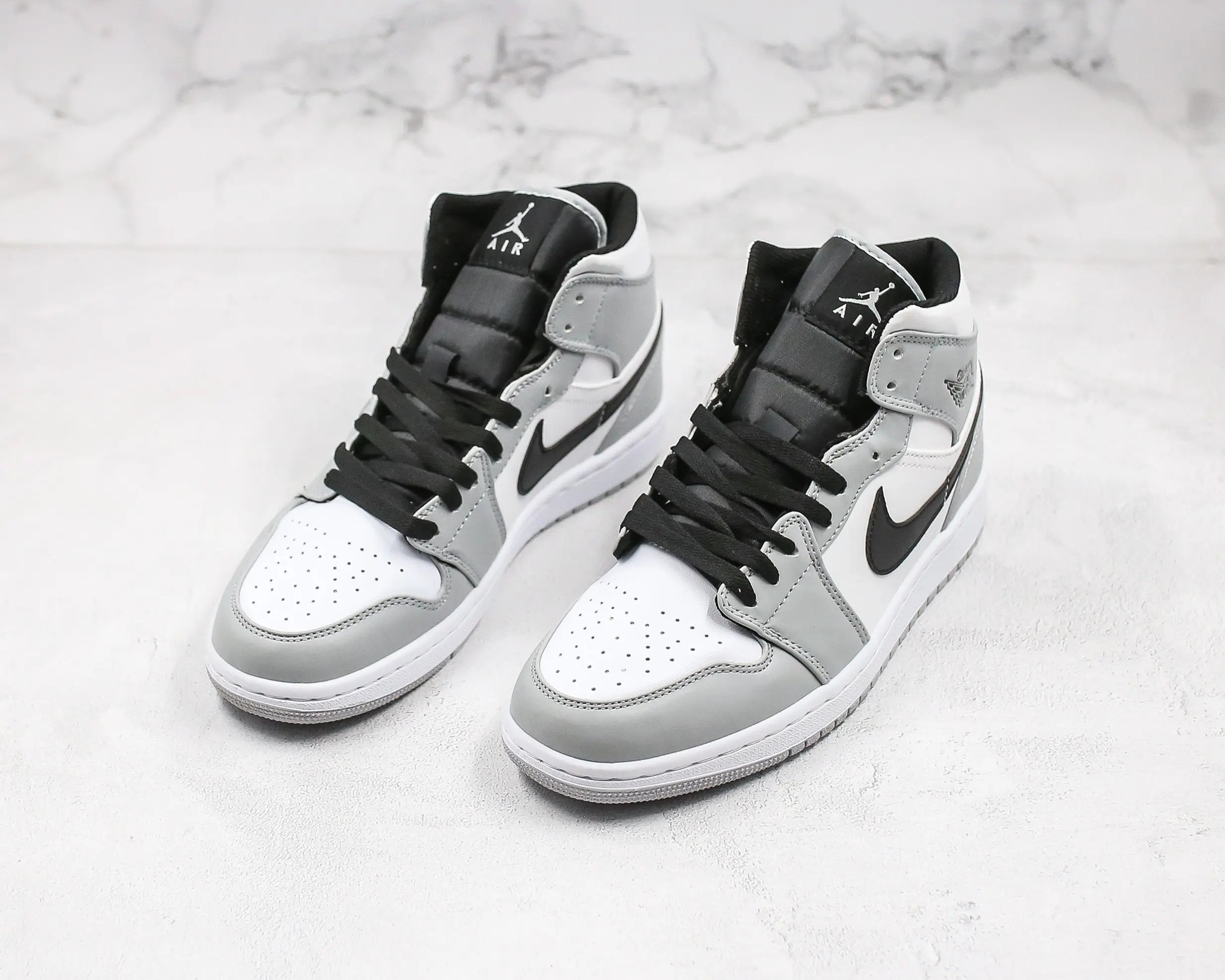 Designer Jordan 1 Mid “Light Smoke Grey” High Q ( Customs And Box ), Jordan 1 Sneakers FREE SHIPPING