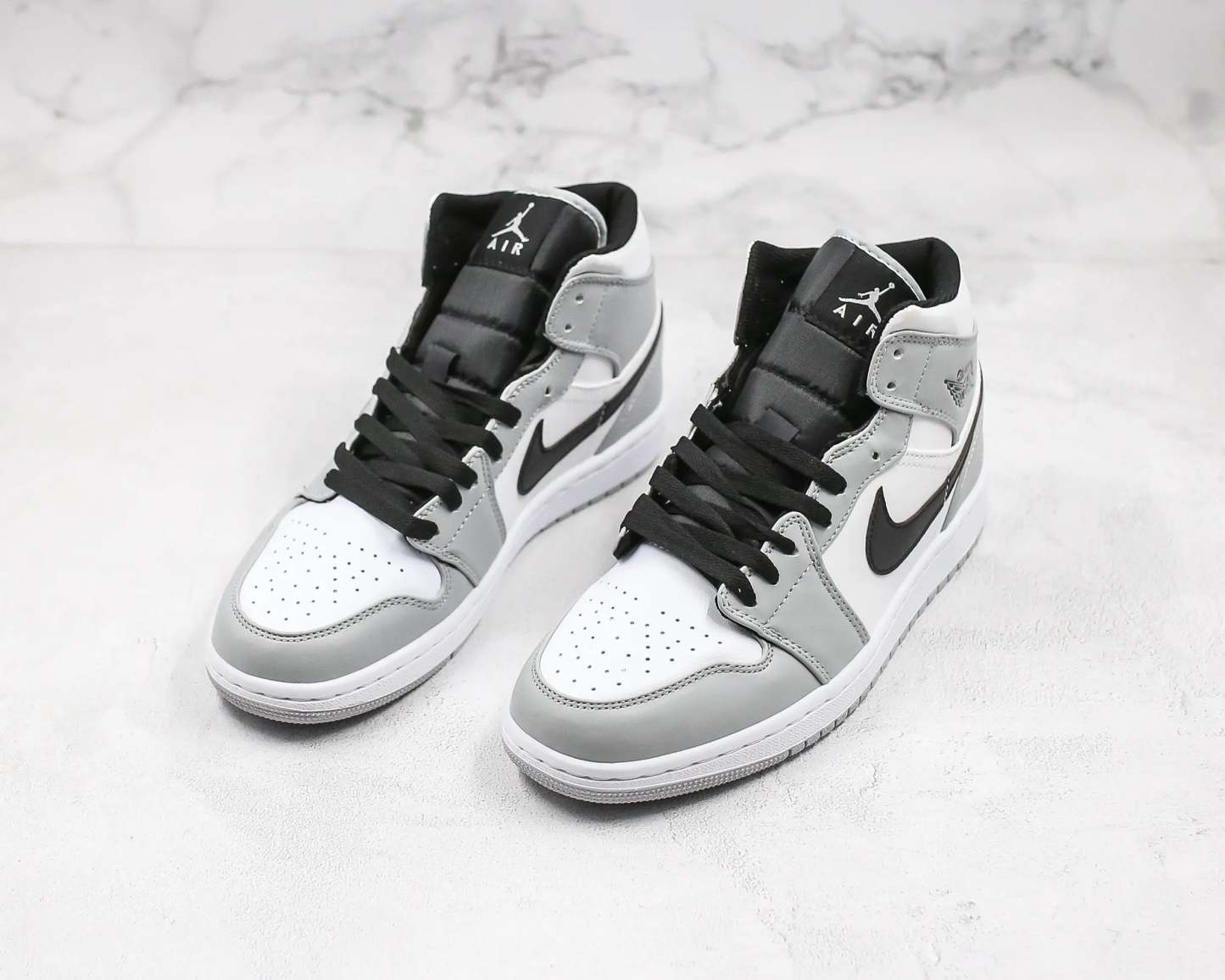 Designer Jordan 1 Mid “Light Smoke Grey” High Q ( Customs And Box ), Jordan 1 Sneakers FREE SHIPPING
