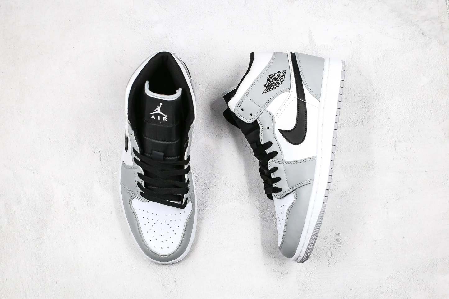 Designer Jordan 1 Mid “Light Smoke Grey” High Q ( Customs And Box ), Jordan 1 Sneakers FREE SHIPPING